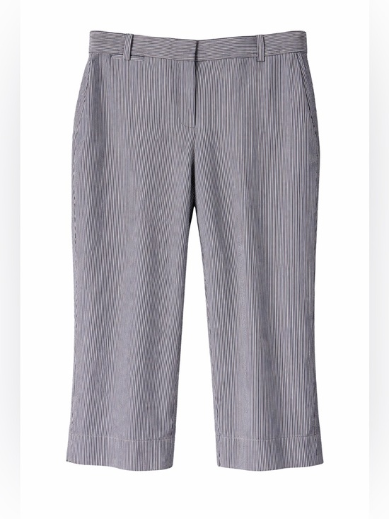 Talbots Pants - Talbot’s 100% Cotton Cropped Blue and White Striped Seersucker Curvy Pants- 12